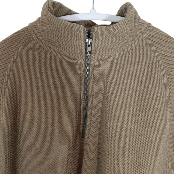 LL BEAN Tan Primafloft 1/4 Zip Sweater Fleece Pullover Size L w/ Pockets - Picture 3 of 6